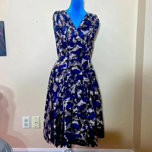 Custom Vintage blue and Lilac Cocktail Party Dress